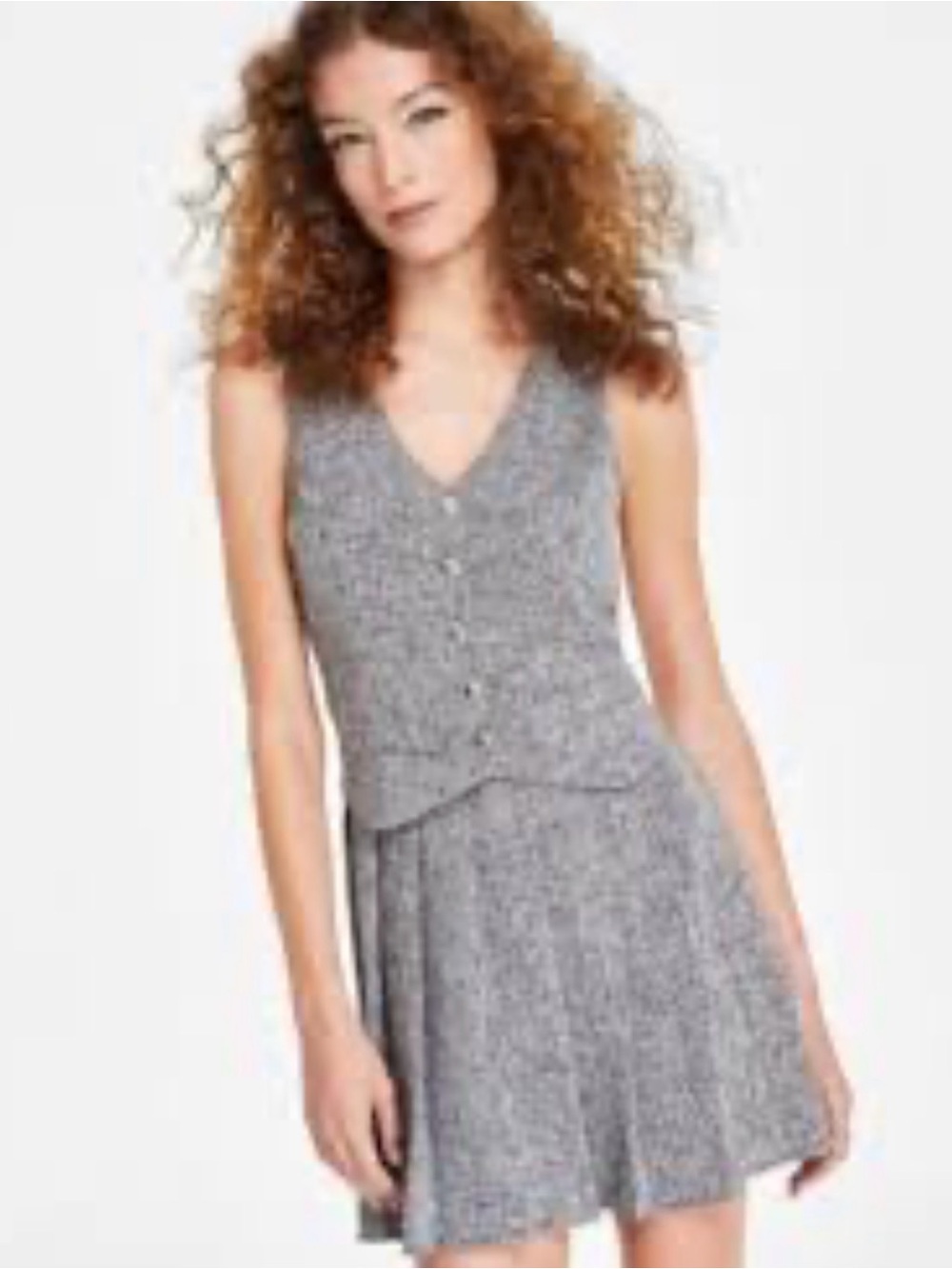 City Studio V-Neck Gray Dress